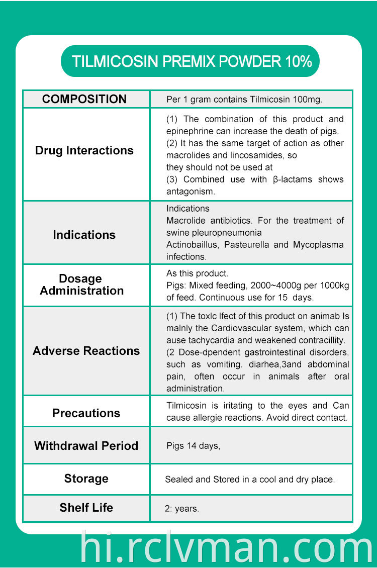 Tilmicosin Premix 10 02